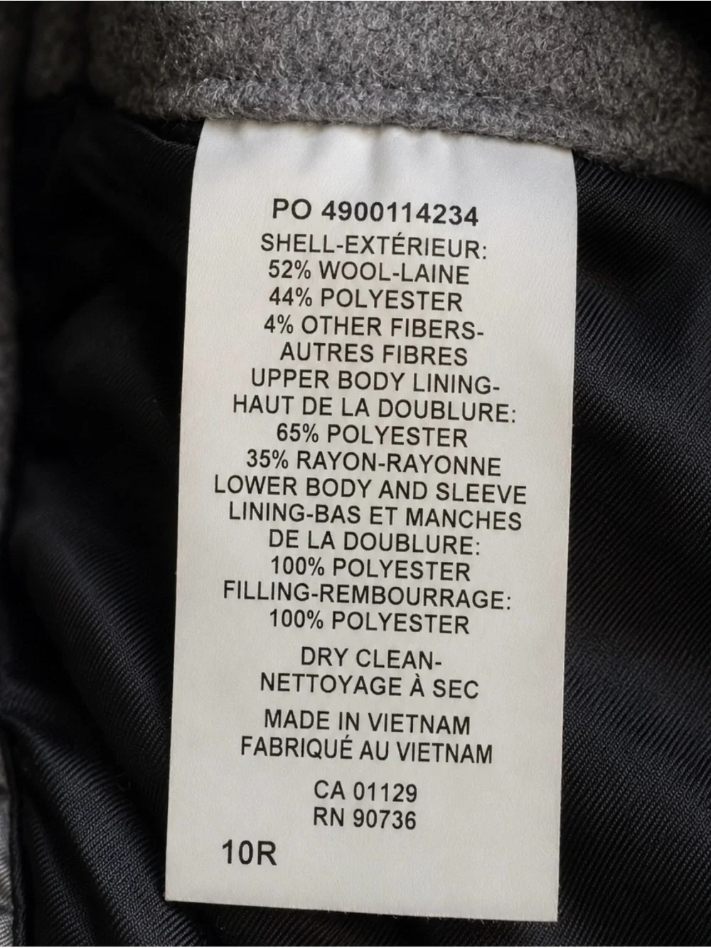 Lauren Ralph Lauren Wool Blend Peacoat Gray Double Breasted 10R / Women’s XS